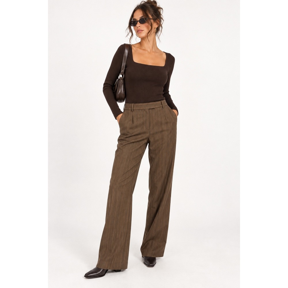 Brooks Brothers 346 Y2K Womens Brown Pinstripe 100% Wool Dress Pants Size 10